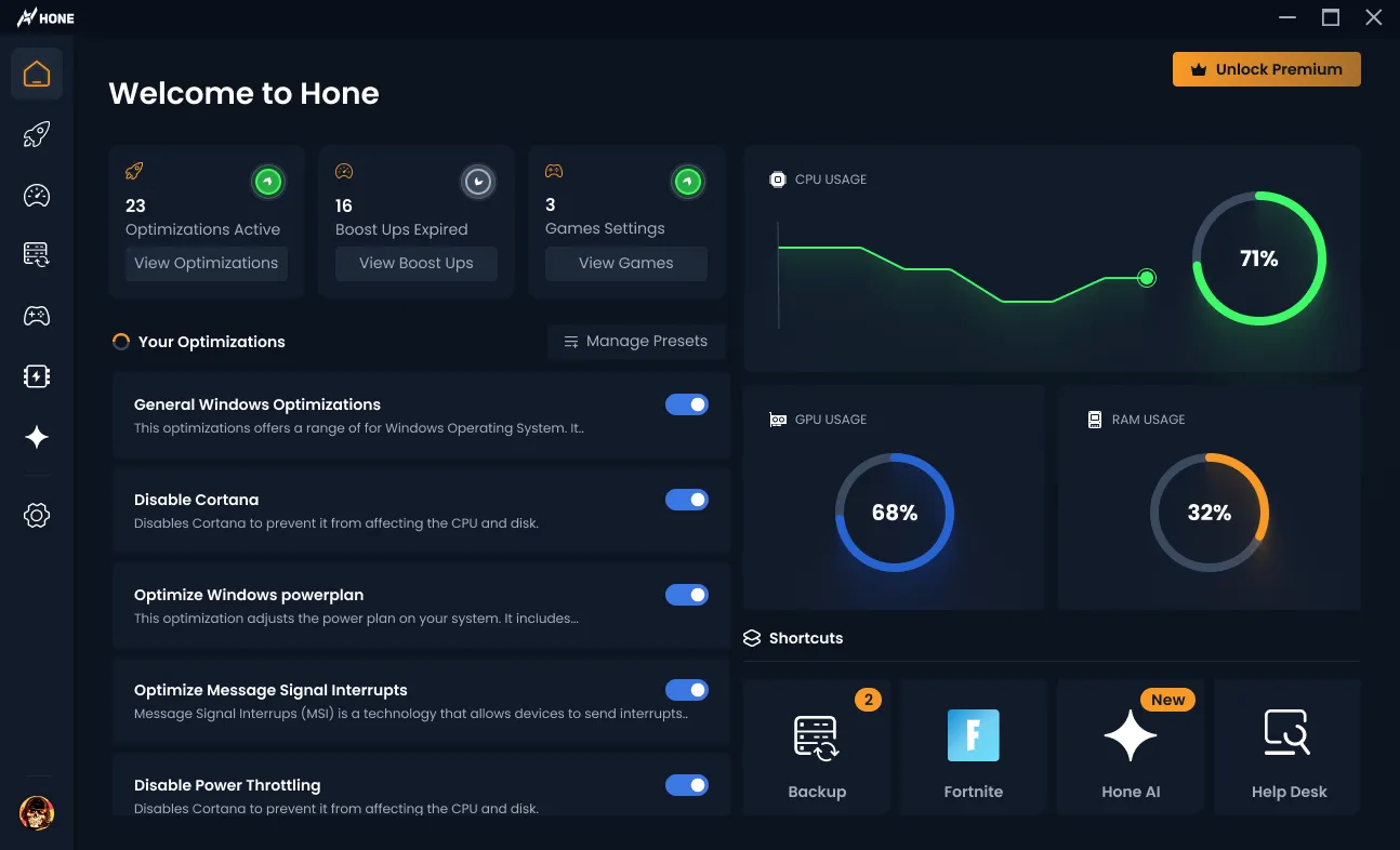 Hone optimization dashboard