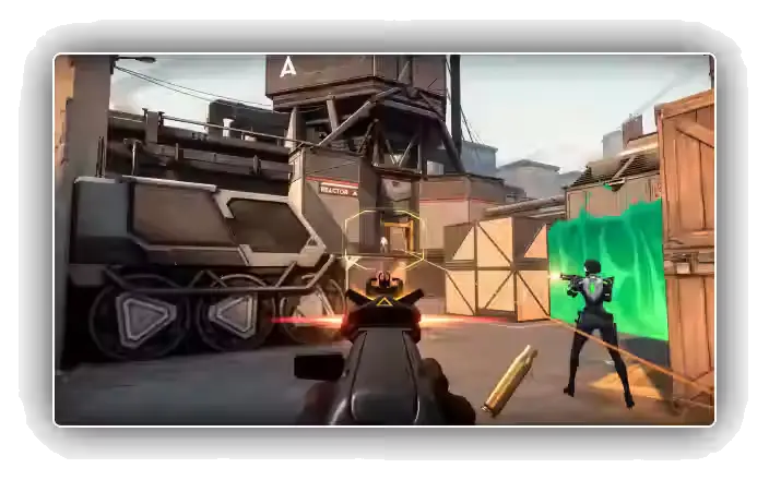 VALORANT first-person gameplay during a firefight