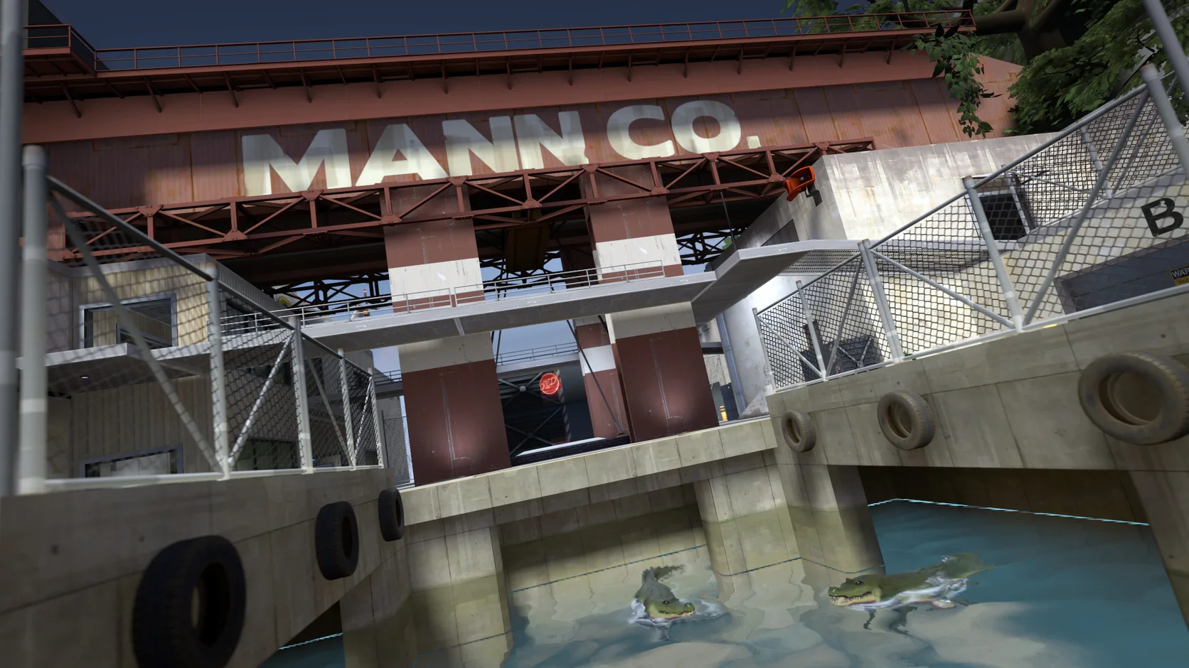 Original class-based fighters battling in a sunlit industrial canyon