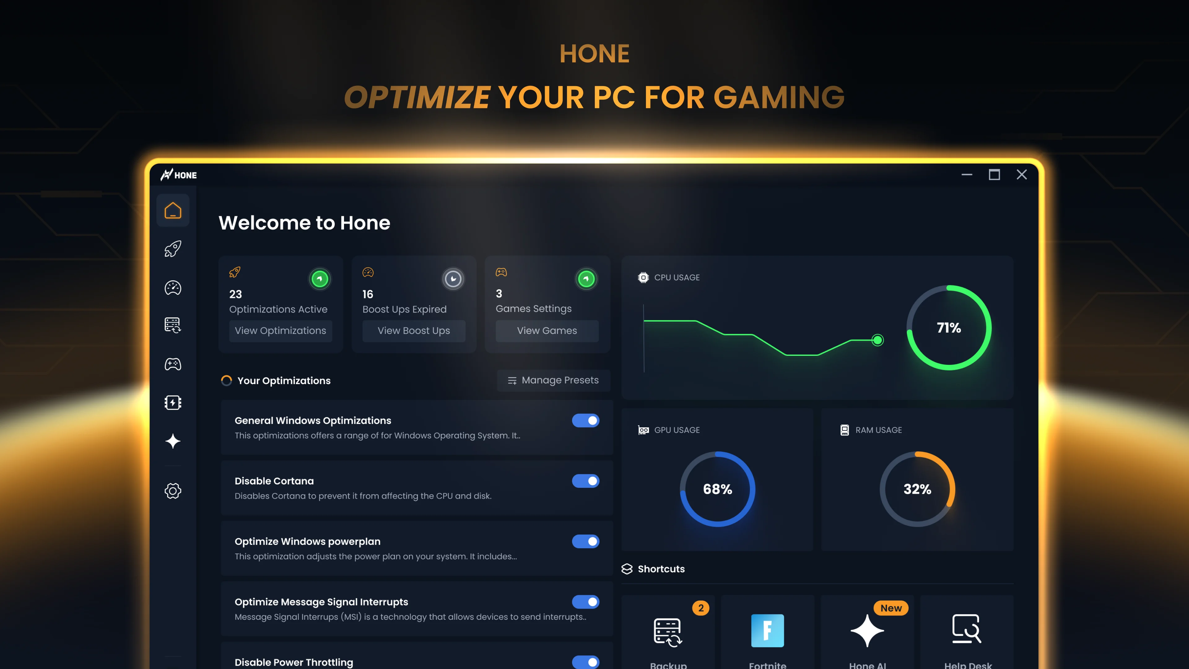 Hone — PC FPS booster and optimizer