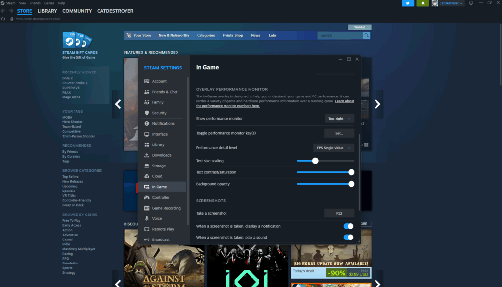 Steam's Built-in FPS Counter