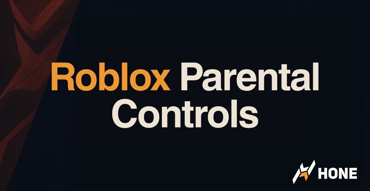 Video thumbnail reading 'Roblox Parental Controls' on a dark background with the HONE logo in the bottom-right corner, orange and beige text.