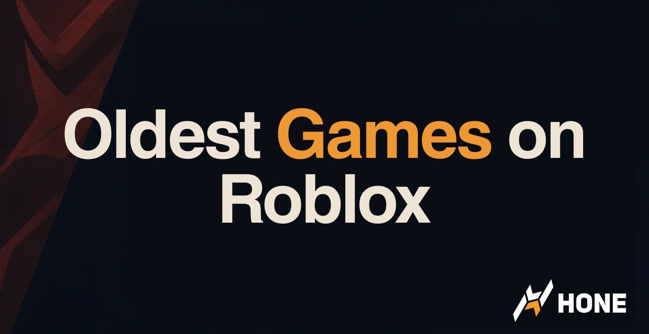 Video thumbnail announcing 'Oldest Games on Roblox' with HONE branding in the bottom-right corner.
