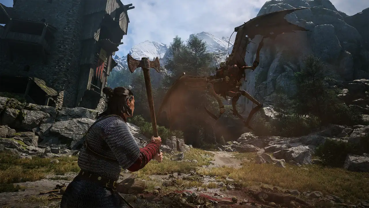 The Blood of Dawnwalker character crossing a dark outdoor combat area