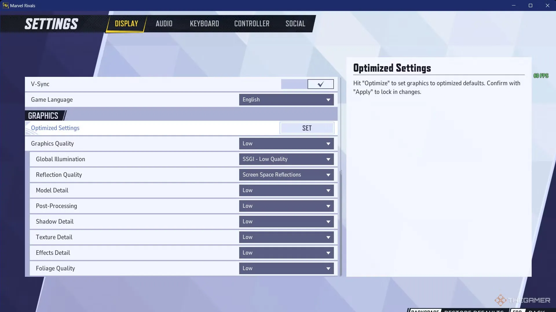 Marvel Rivals settings