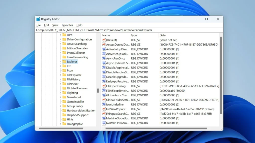 windows registry